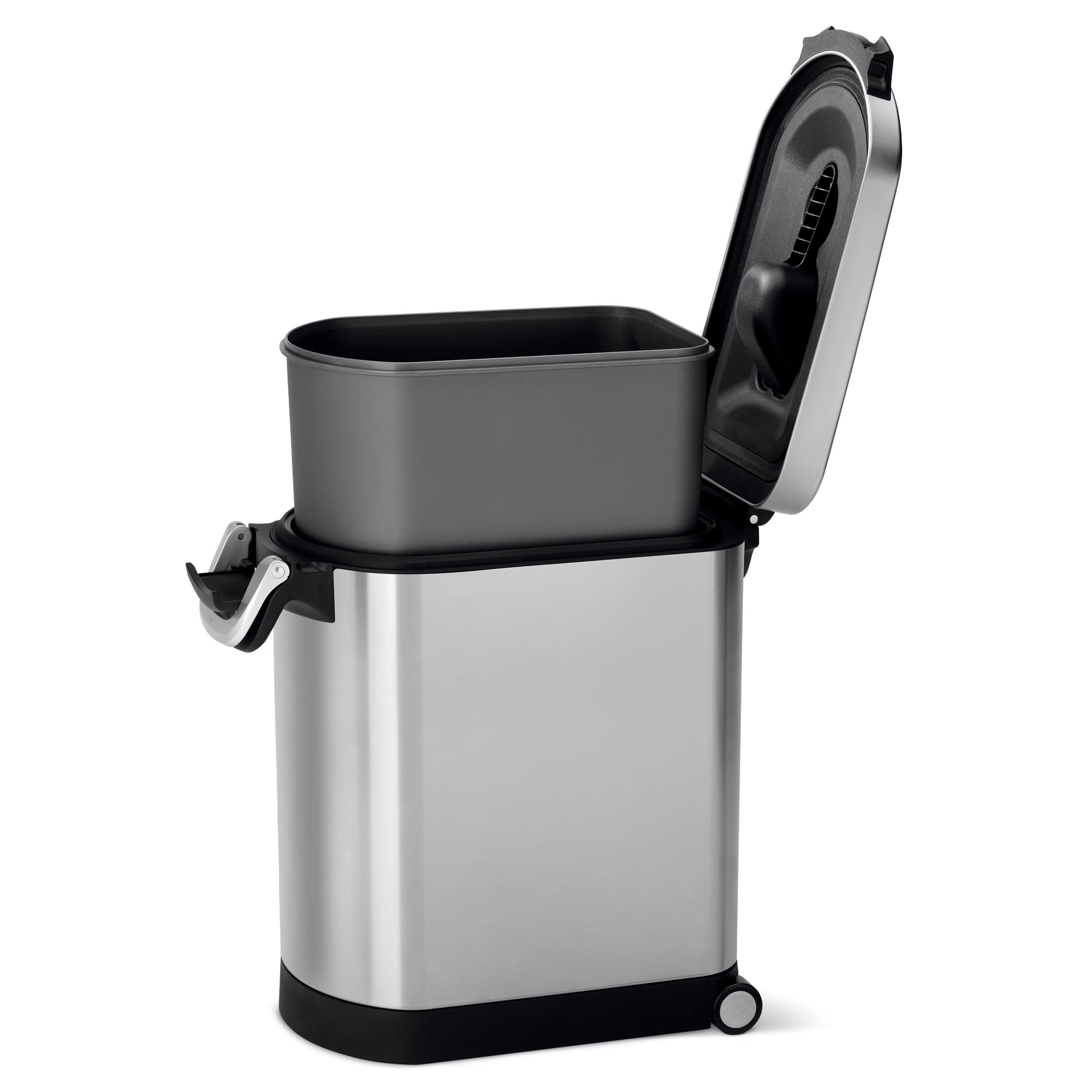simplehuman Pet Food Storage Container Stainless Steel for Dog Food, Cat Food, and Bird Feed, Brushed, Medium