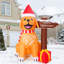 Chien gonflable de Noël de 5 pi debout avec «Merry Christmas» avec boîte-cadeau et lumières DEL intégrées