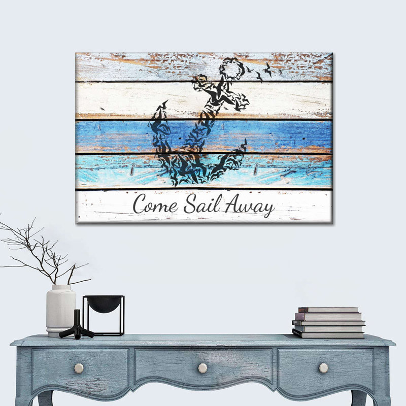 Blue Anchor Quote Canvas Print, 20" H x 30" W x 1.25" D