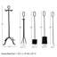 Ensemble d'outils de foyer 5 pièces Alanya - Peut contenir des outils de chauffage au bois en fer forgé - Comprend un support robuste, une pelle, un balai, des pinces et un tisonnier