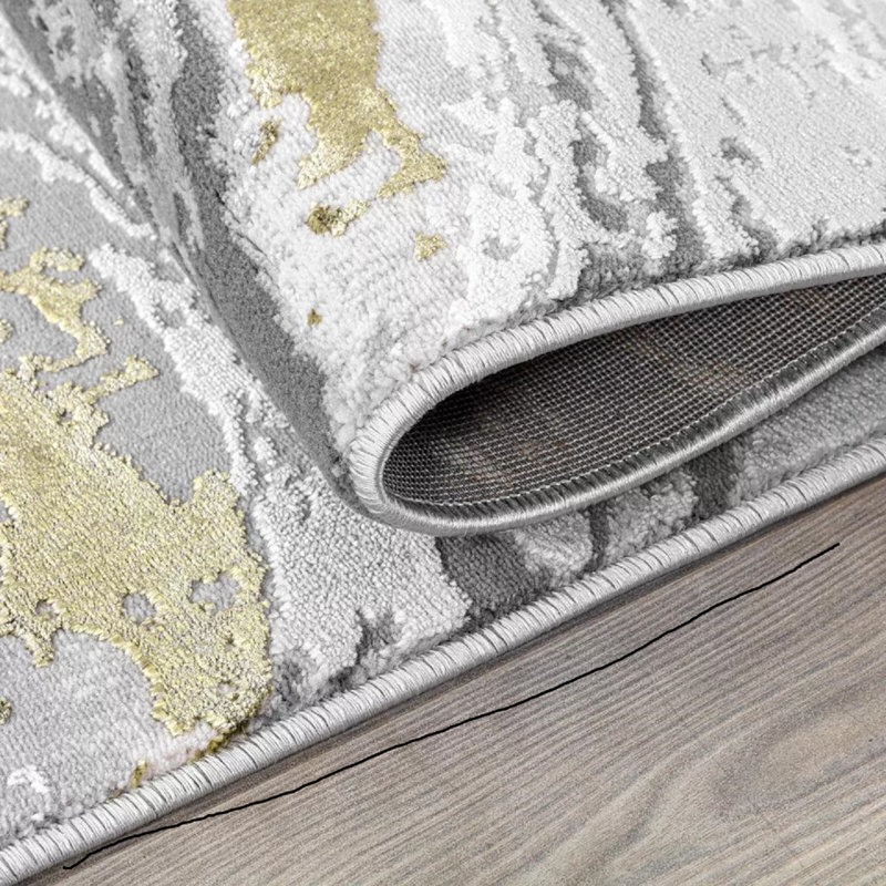 Abstract Flatweave Shag Area Rug, Round 120 cm