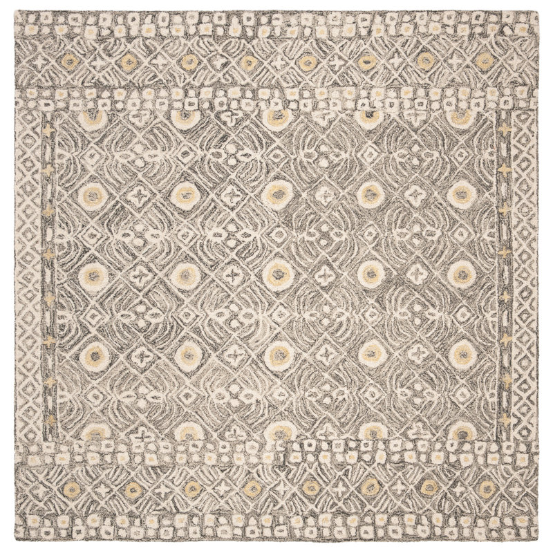 Stalder Hand Tufted Wool/Cotton Oriental Rug in Ivory, Square 5'