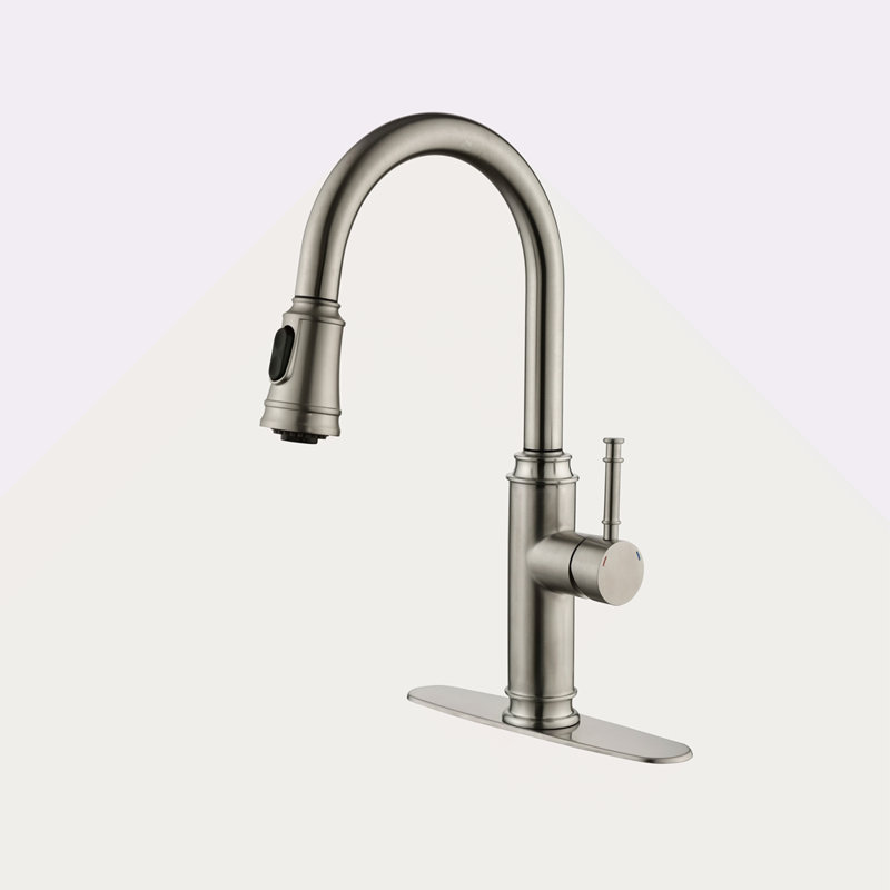 Single Handle High Arc Pull Out Kitchen Faucet,Single Level Stainless Steel Kitchen Sink Faucets With Pull Down Sprayer