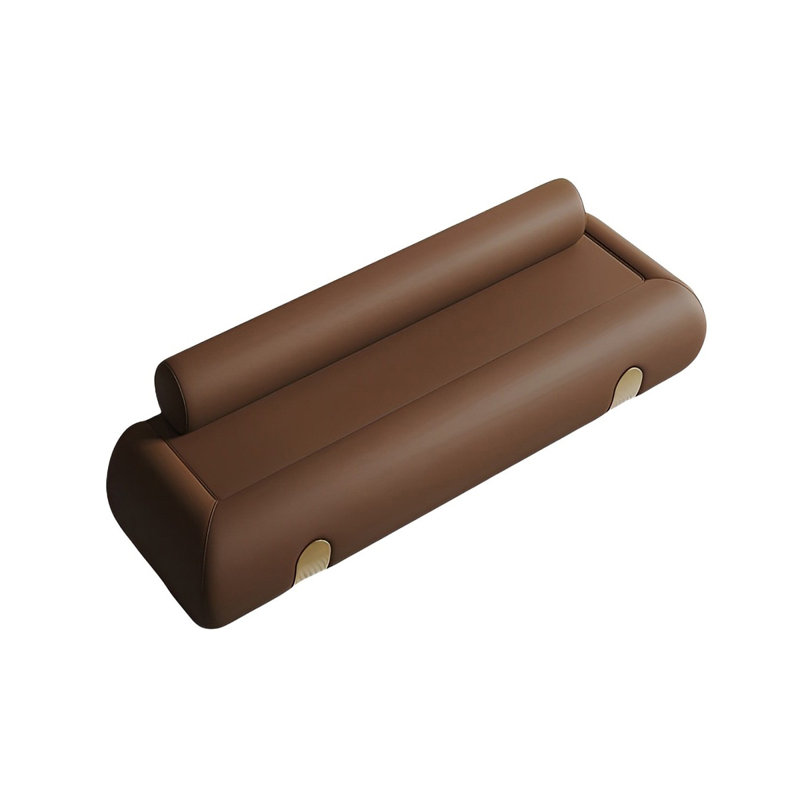 Banc tapissier en cuir crème, Café