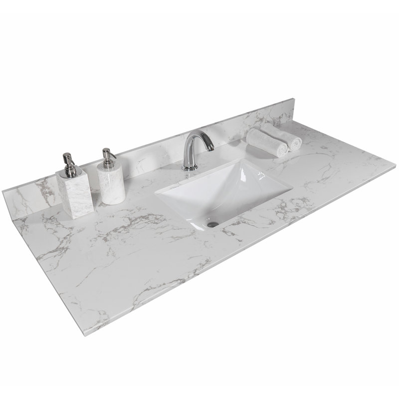 Plateau de meuble-lavabo simple 43 po avec lavabo, Blanc