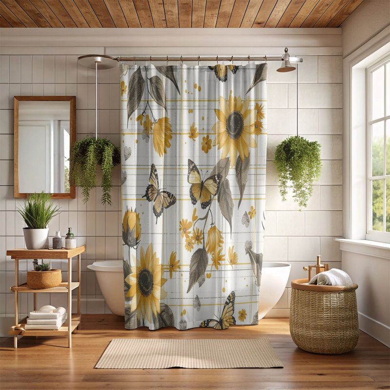 Rideau de douche Yellow Bloom - Premium, H 74 po x l 71 po