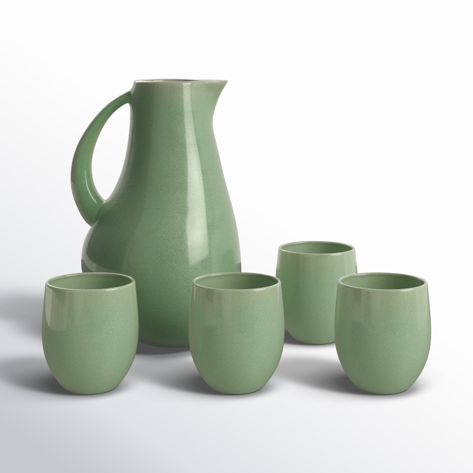 Borgen 5-Piece Stoneware Goblet and Pitcher Set, Sage