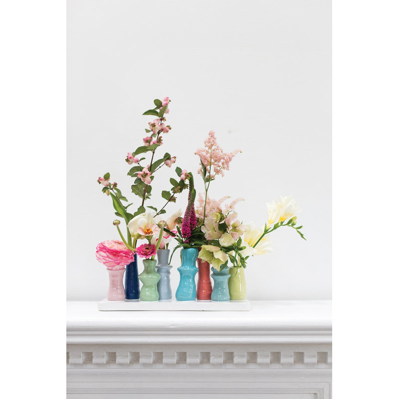 Multicolor 10.5"x 4.5'' Indoor / Outdoor Ceramic Table Vase