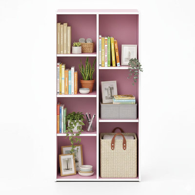 Luder 7-Cube Reversible Open Shelf White and Pink Cube Organizer Kids Room Nursery Decor