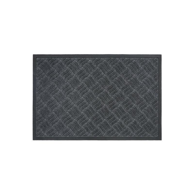 Paillasson en caoutchouc robuste pour l'intérieur et l'extérieur, Gris foncé, L 23,5 po x L 35,5 po