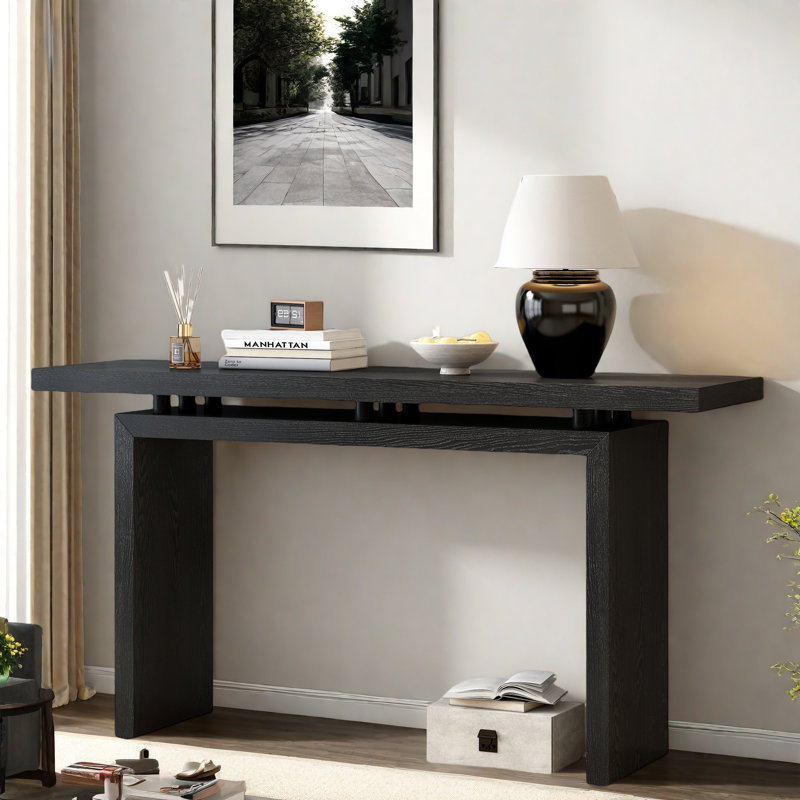 Simple Console Table With Clever Tabletop Design And Elegant And Lively Shape, Black