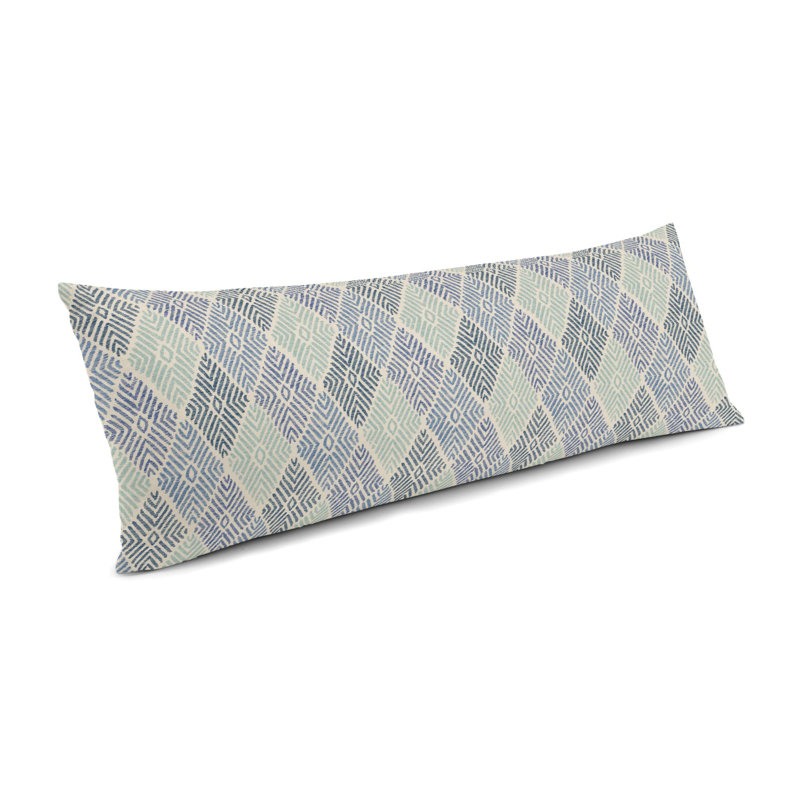 Housse et insert de coussin rectangulaire Globetrotter, Bleu, 14 po x 36 po