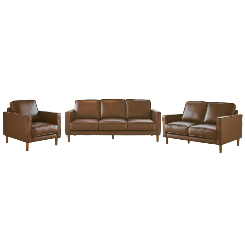 Armonni 3 - Piece Living Room Set, Chestnut Brown Genuine Leather