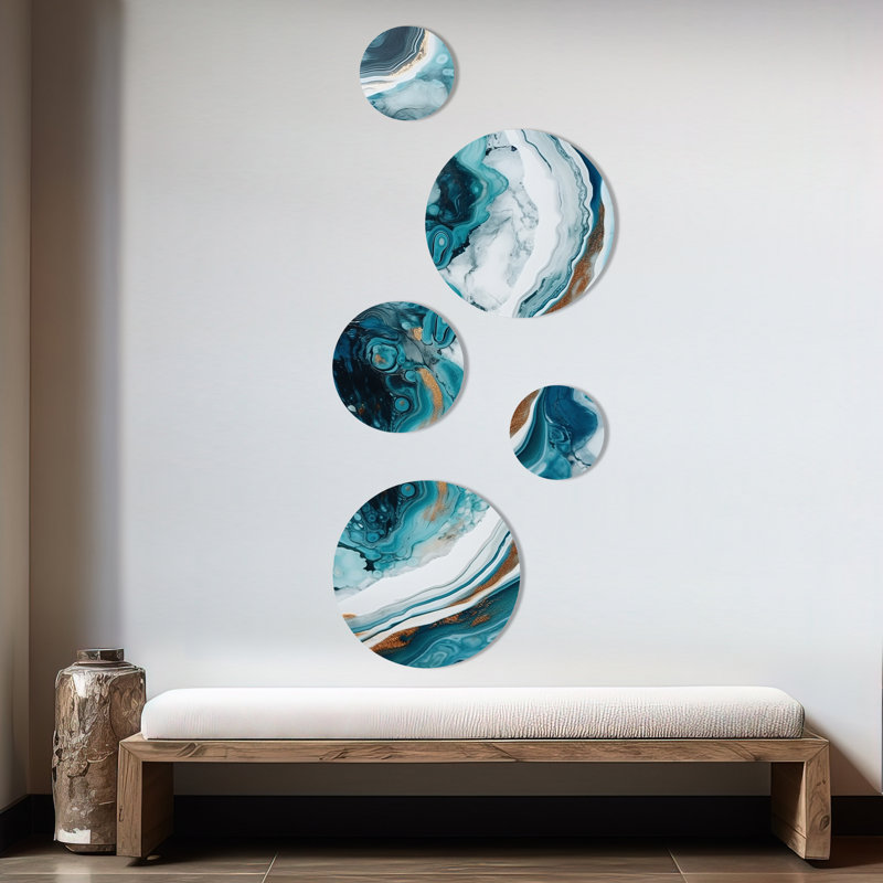 Ensemble de 5 décorations murales abstraites en forme de cercle de Hald