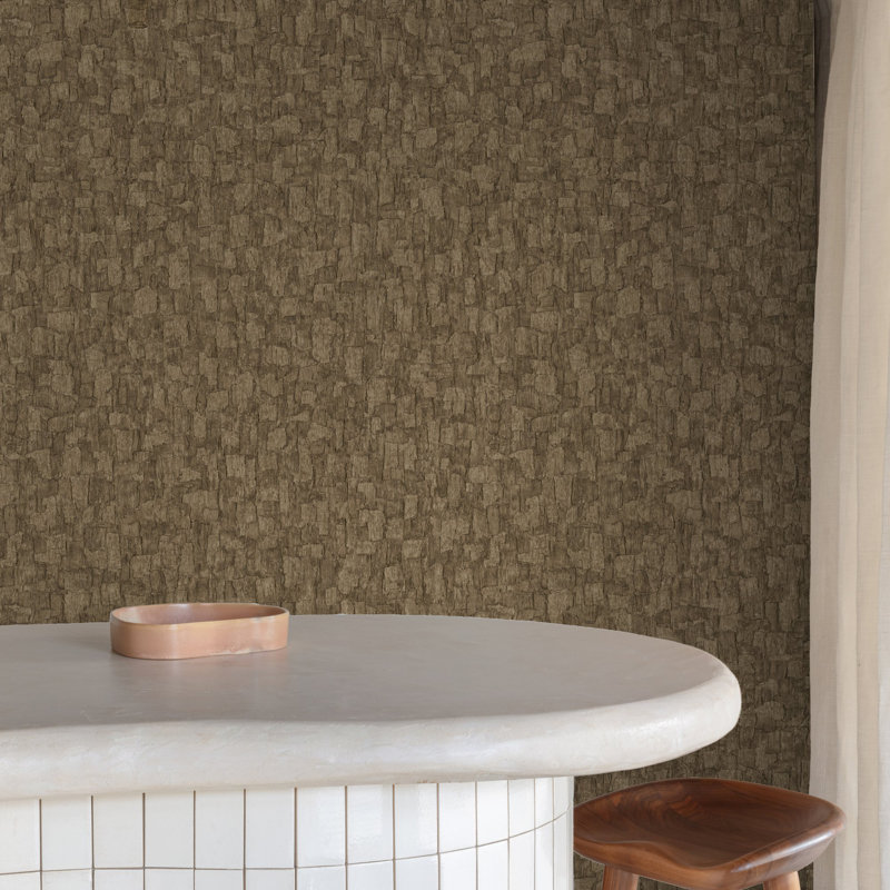 Surfaces Collection Bark Texture Wallpaper Roll, Black