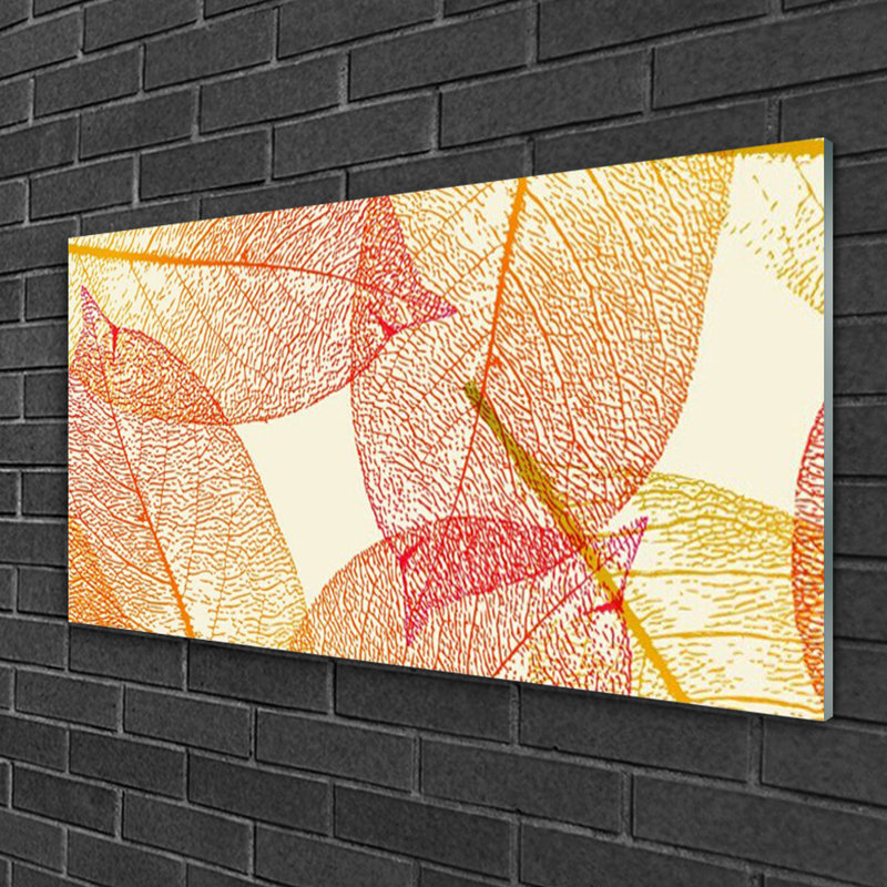 Glass Print Wall Art 100X50cm Image Printed On Glass Decorative Wall Picture Behind Toughened / Tempered Safety Real Glass For Kitchen & Living Room Theme: Leaves Art