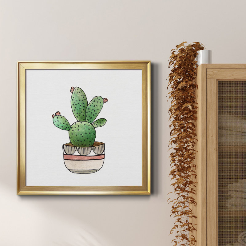Boho Greenery III - peinture sur toile encadrée, H 30,5 po x l 30,5 po x P 1,5 po, Toile encadrée dorée