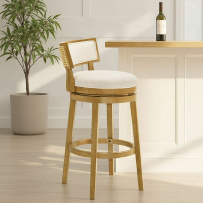 Tabouret de bar de cuisine pivotant en bois Noely Modern Farmhouse