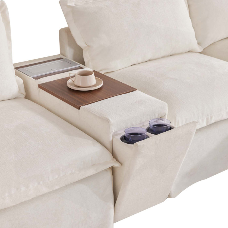 Modular Sofa with Ottomans and Functional Console_Sofa_Modular_N723S016, Beige