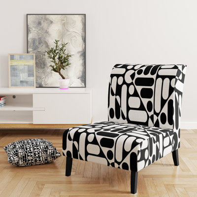 Fauteuil de chambre rembourré à motif géométrique Black Lines