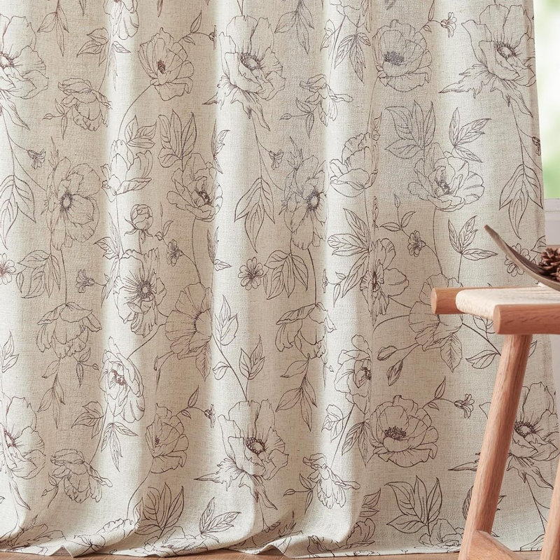Linen Blend Room Darkenin Curtain Panel Pair, Brown, 127cm Width x 213.36cm Drop
