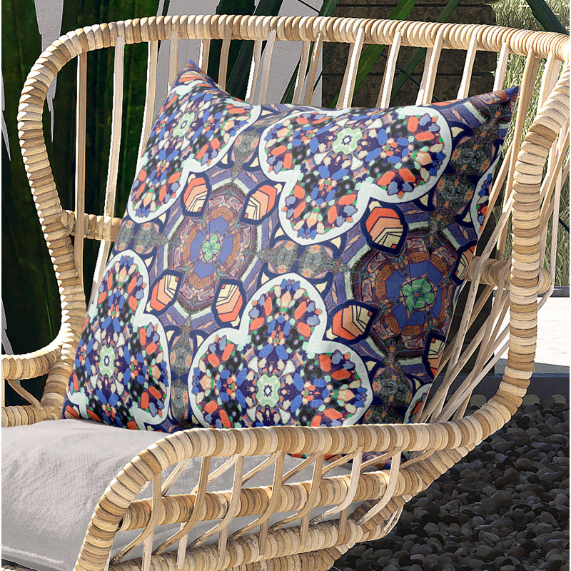 Housse de coussin carré et insert, 16" x 16", Gris/Bleu/Orange