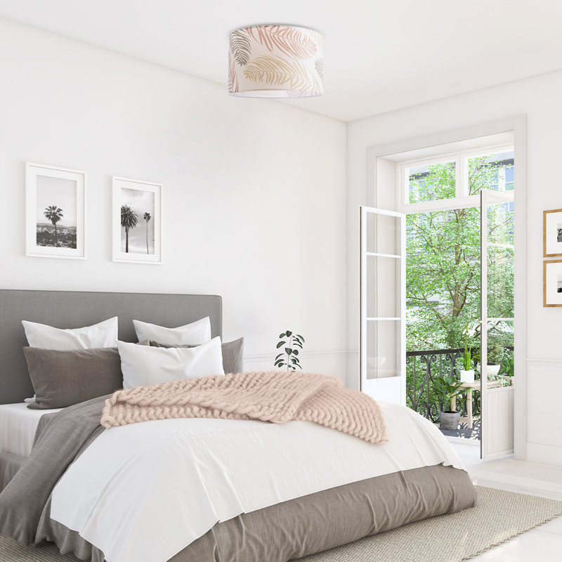 Quinnesec Fabric Flush Ceiling Light, 24.5cm H x 38cm W x 38cm D