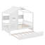 Lit de maison en bois avec lit gigogne, conception moderne pour enfants avec tablette de rangement-545095748