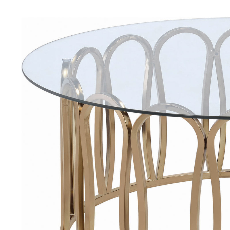 Rafila Round Coffee Table with Glass Top in Chocolate Chrome and Clear