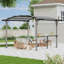 Pergola d'extérieur en aluminium 10 pi x 13 pi avec auvent légèrement arqué et petit bar-110334661