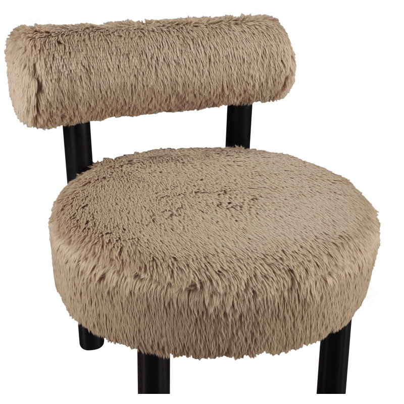 Fauteuil d'appoint rembourré Ambre, Tissu peau de vache brun clair végétalien, Noir, noir, noir, noir