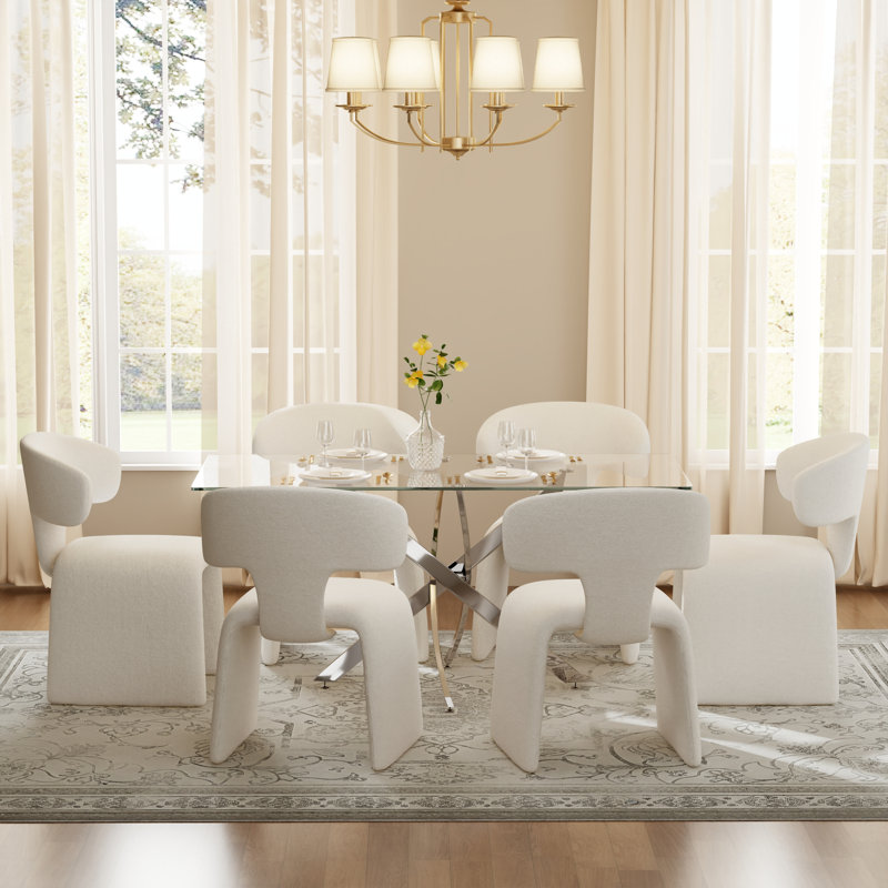 Ensemble de salle à manger Hoggan, 29.5" H x 63" W x 31.5" D, 7 Pieces: Table, 6 Chairs, Silver