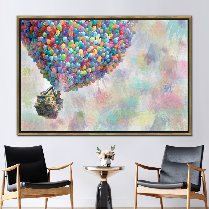 «Vibrant Rainbow», art abstrait avec des ballons gonflables pour décoration murale, 45" H x 81" W, Or