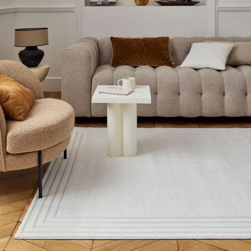 Carmel Modern Bordered Cream Area Rug, Rectangle 160 x 230cm