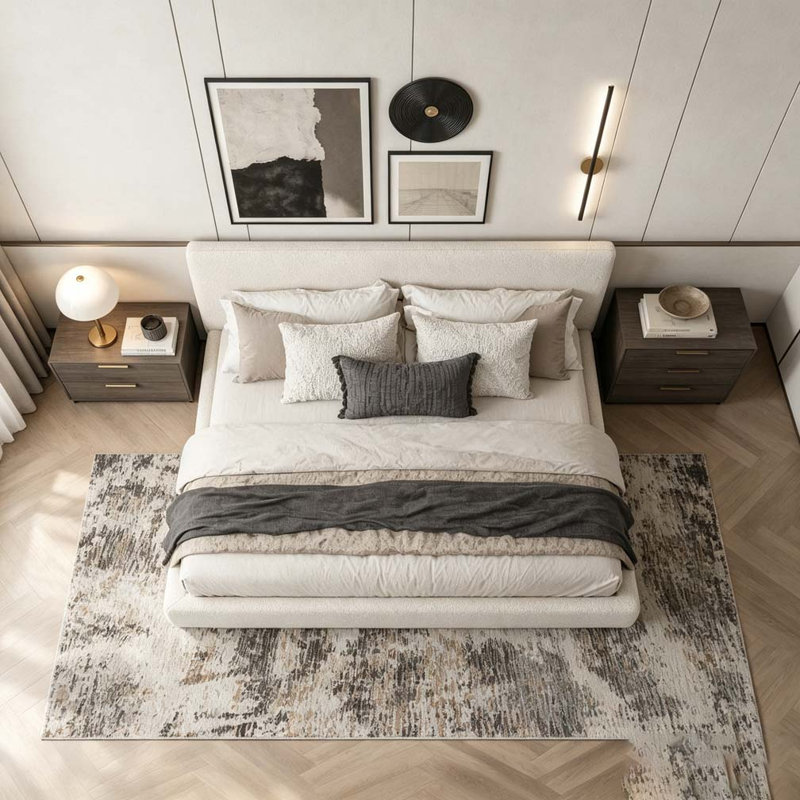 Structure de lit avec table d'appoint coulissante réglable, coussin éponge rembourré 8,7 po Cloud, Grand 1