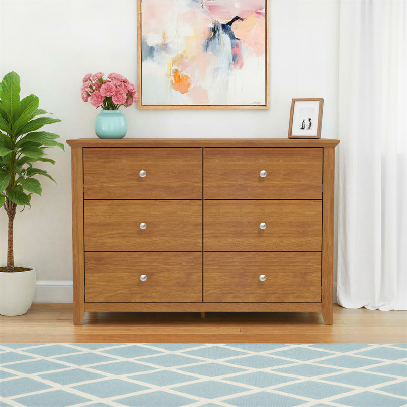 Tevrat 6 Drawers Double Dresser, Amber Walnut