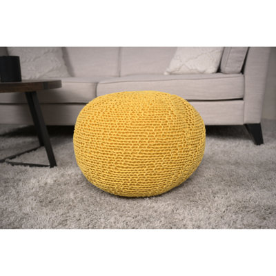 Repose-pieds en coton tricoté jaune - Coussin relaxant, capacité de poids de 200 lb, élément décoratif ornement, nettoyage des taches recommandé, bourre de perles, l 19,82 po, l, 14,29 H de confort, 200 lb