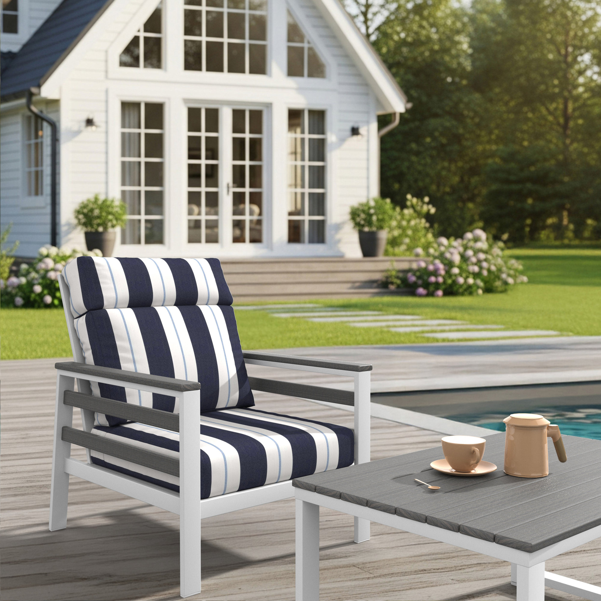 Townsend Metal Outdoor Lounge Club Chair With Sunbrella Cushion