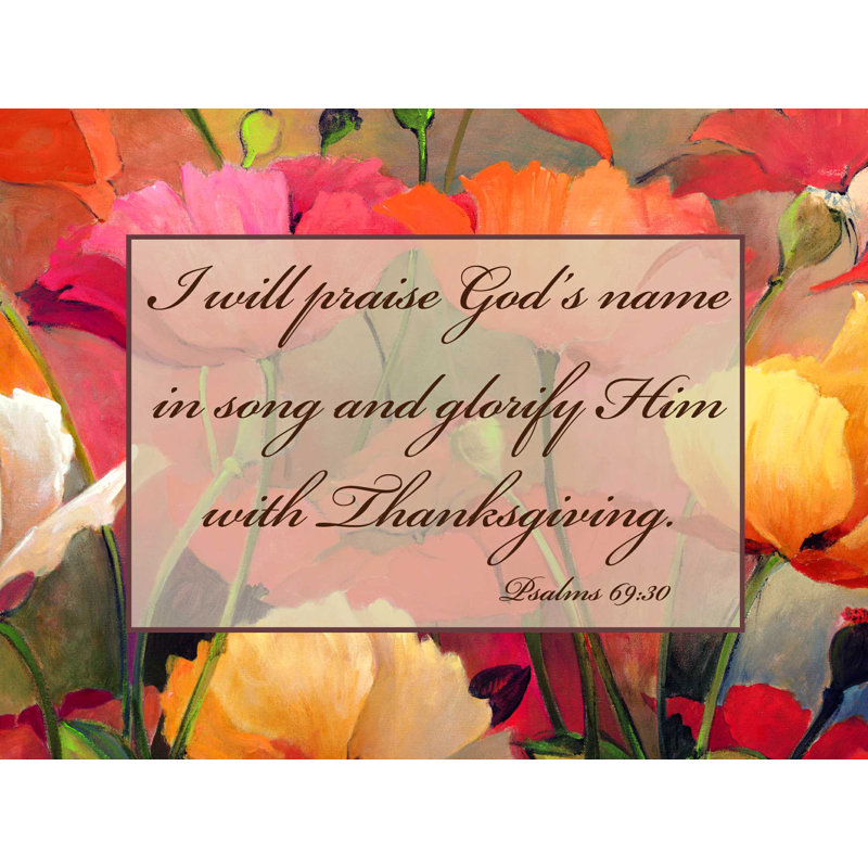 Trinx Spring Floral Psalms 6930 - Wrapped Canvas Textual Art | Wayfair