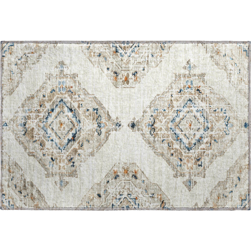 Premium Machine Washable Andreau AMF91 Linen Rug, Rectangle 1'8" x 2'6"