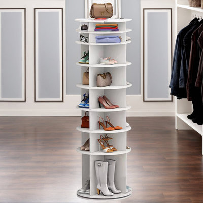 8 Tier Rotating Shoe Rack Tower, Spinning Shoe Display, Shoe Organizer,360 Shoe Rack Storage Round Carousel, Vertical Handbag Rotate Shoes Closet Organization