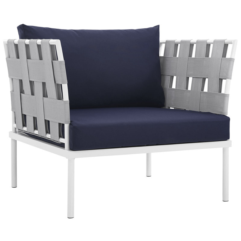Harmony Outdoor Patio Aluminum Armchair, Navy