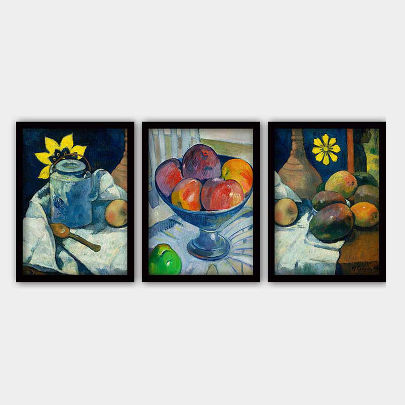 Ensemble de 3 peintures élégantes encadrées décoratives, 13,8 x 17,7 pouces chacune | 100% bois avec cadre 100% polystyrène (épaisseur: 0,8 pouce) | Impression numérique UV, parfaite pour le salon et la décoration intérieure