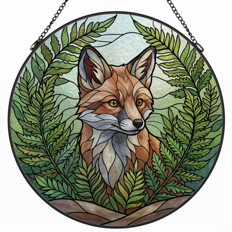 Panneau de vitrail Fox Fern, H 7,8 po