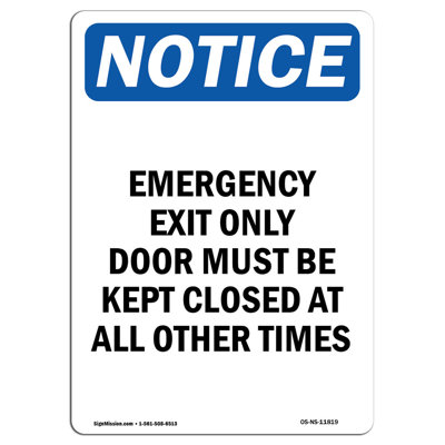 Emergency Exit Only Door Must Sign