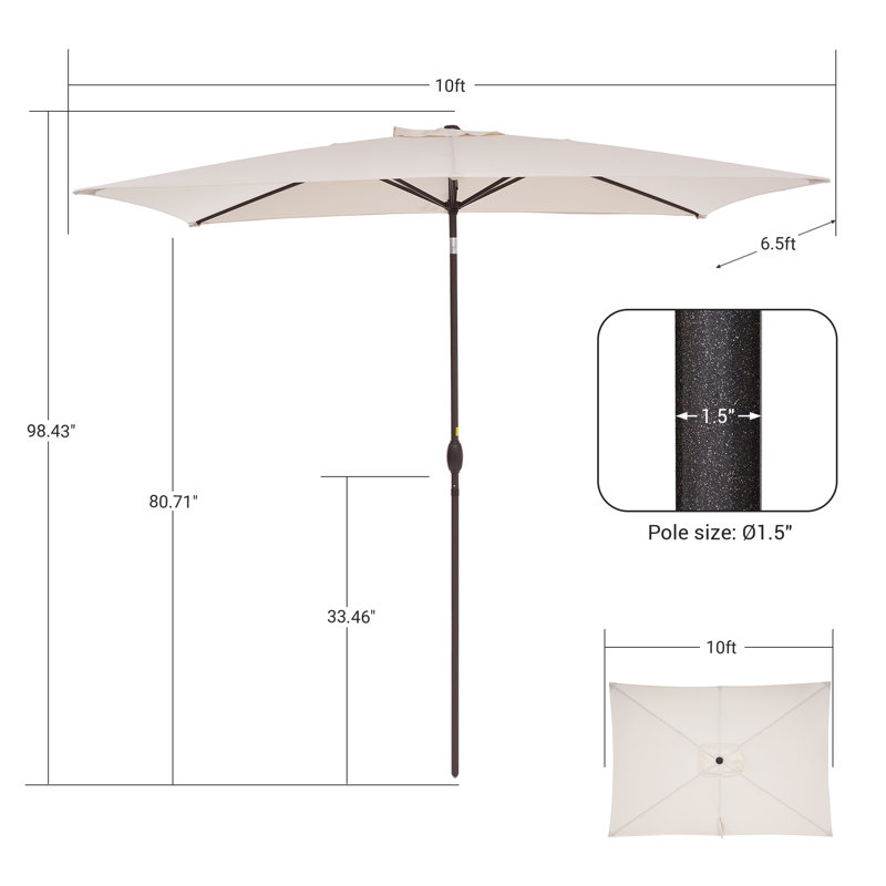 Parasol de marché rectangulaire 6,5' x 10', Sable