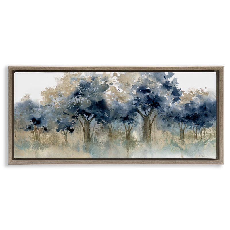 Cadre flottant Indigo Woodland Watercolor Study, design par Carol Robinson, H 14 po x l 31 po