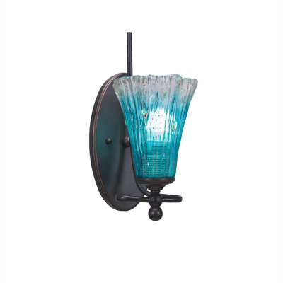 Skypark Wall Sconce Shown In Dark Granite Finish With 5.5" Fluted Crystal Glass