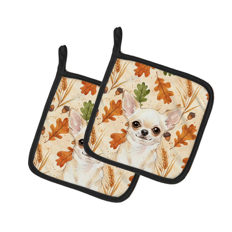 Paire de porte-casseroles crème chihuahua