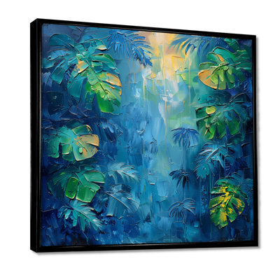 Vert vert bleu palmiers tropicaux Canopée I - palmiers et palmiers, art mural, salon